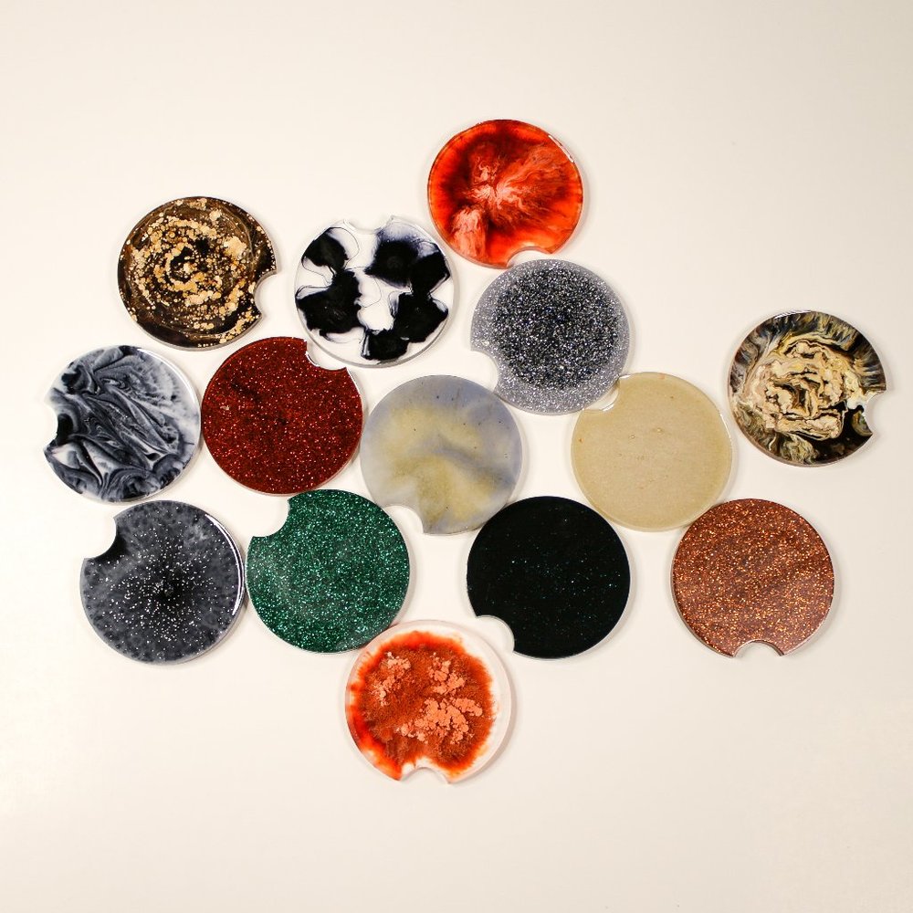 (Set of 4) Halloween Fall Collection Resin Car Coasters 2.56 inches